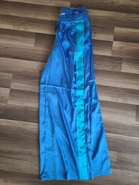 JoyLab Bright Blue Satin Track Pants with Teal Trim